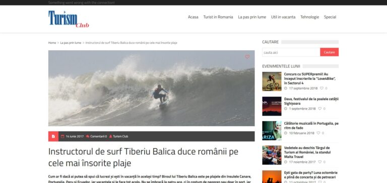 Instructorul de surf Tiberiu Balica duce românii pe cele mai însorite plaje