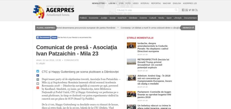 Comunicat de presă – Asociația Ivan Patzaichin – Mila 23